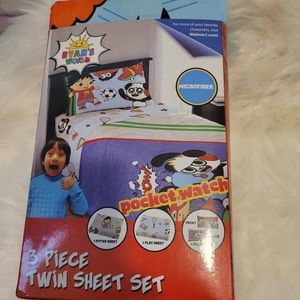 Ryan's World, 3 Piece Twin Sheet Set, NWT
